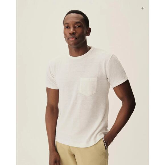 Buck Mason Shirt Mens Large Vintage Jacquard Pocket Tee Textured Crewneck Casual - Picture 1 of 11